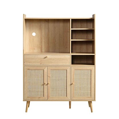 Armoire de cuisine en rotin tressé Frances, naturel