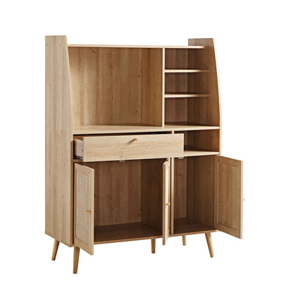 Armoire de cuisine en rotin tressé Frances, naturel