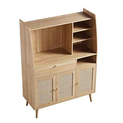 Armoire de cuisine en rotin tressé Frances, naturel