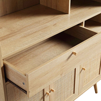Armoire de cuisine en rotin tressé Frances, naturel