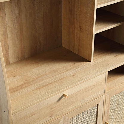 Armoire de cuisine en rotin tressé Frances, naturel