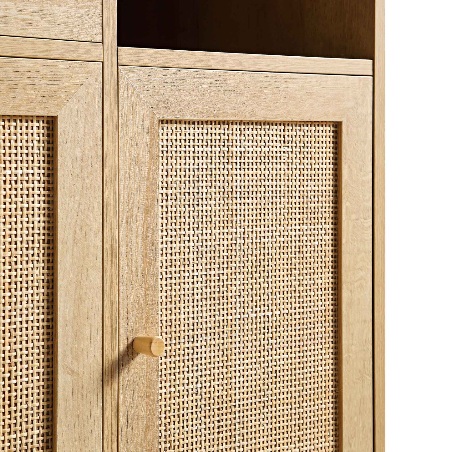 Armoire de cuisine en rotin tressé Frances, naturel