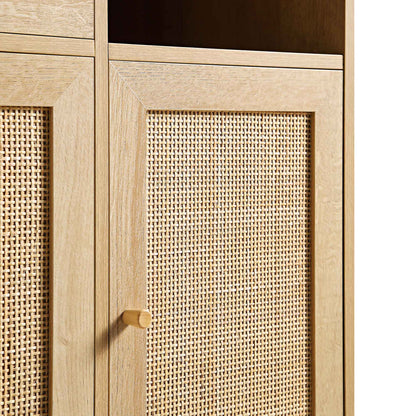 Armoire de cuisine en rotin tressé Frances, naturel
