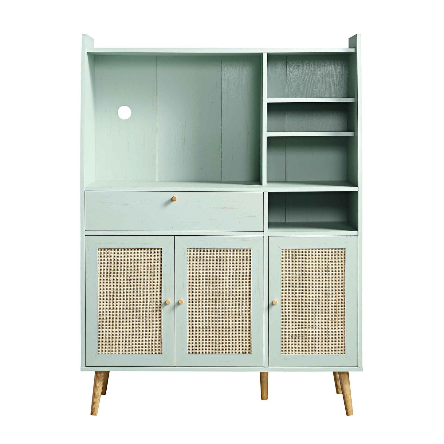 Armoire de cuisine en rotin tressé Frances, menthe