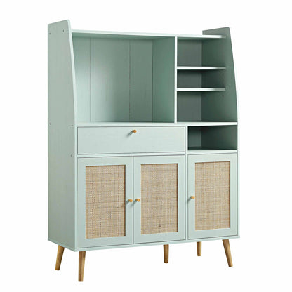 Armoire de cuisine en rotin tressé Frances, menthe