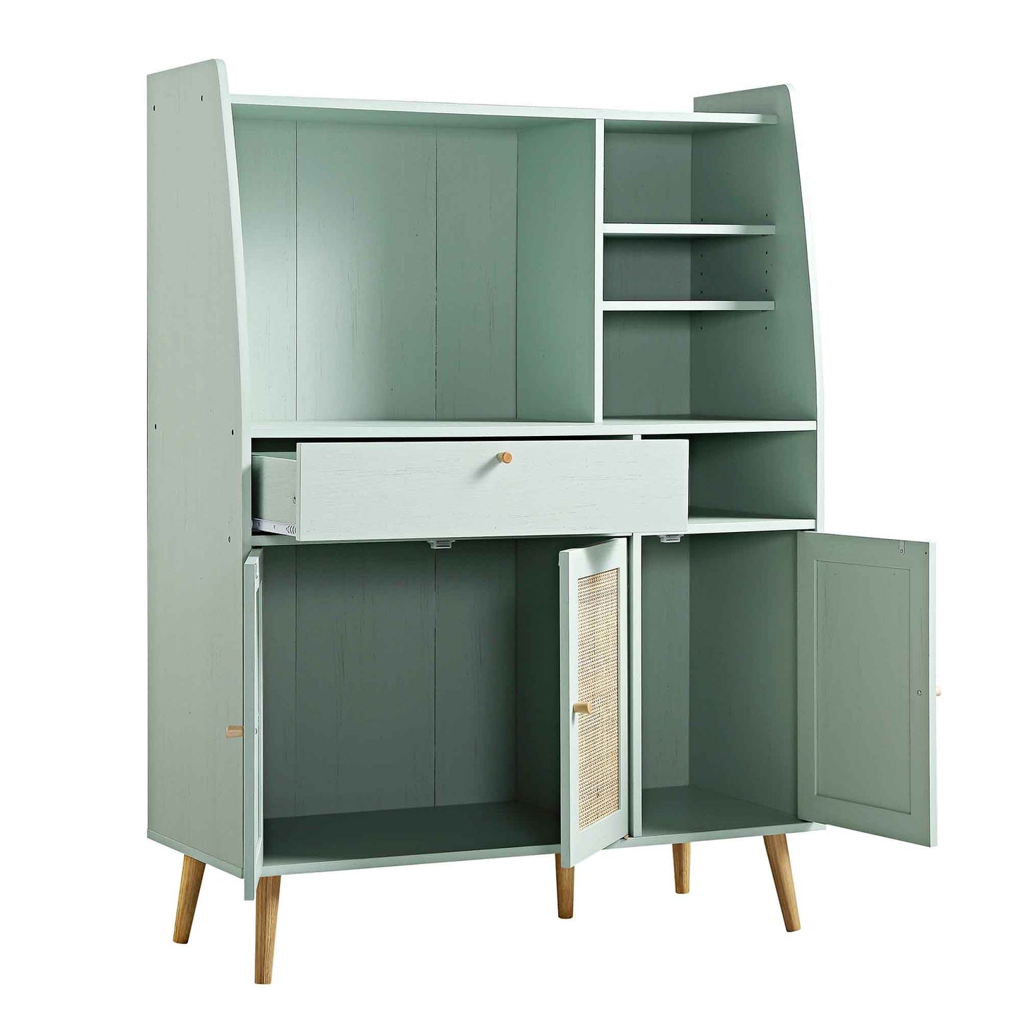 Armoire de cuisine en rotin tressé Frances, menthe