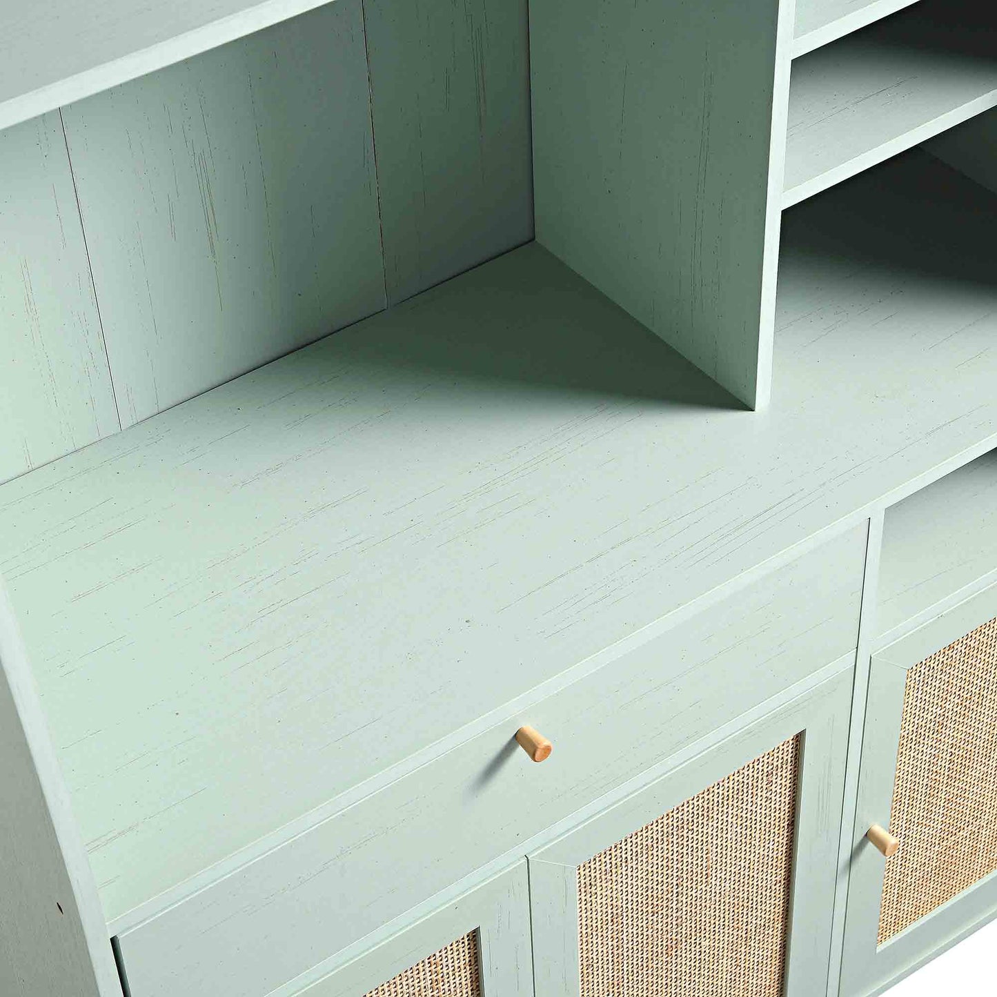 Armoire de cuisine en rotin tressé Frances, menthe