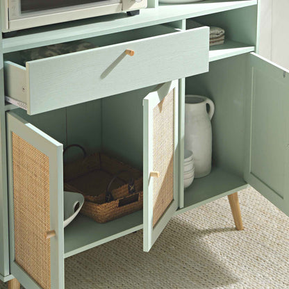 Armoire de cuisine en rotin tressé Frances, menthe
