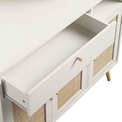Meuble de rangement de cuisine en rotin tressé Frances, blanc