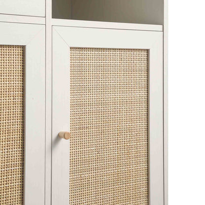 Meuble de rangement de cuisine en rotin tressé Frances, blanc