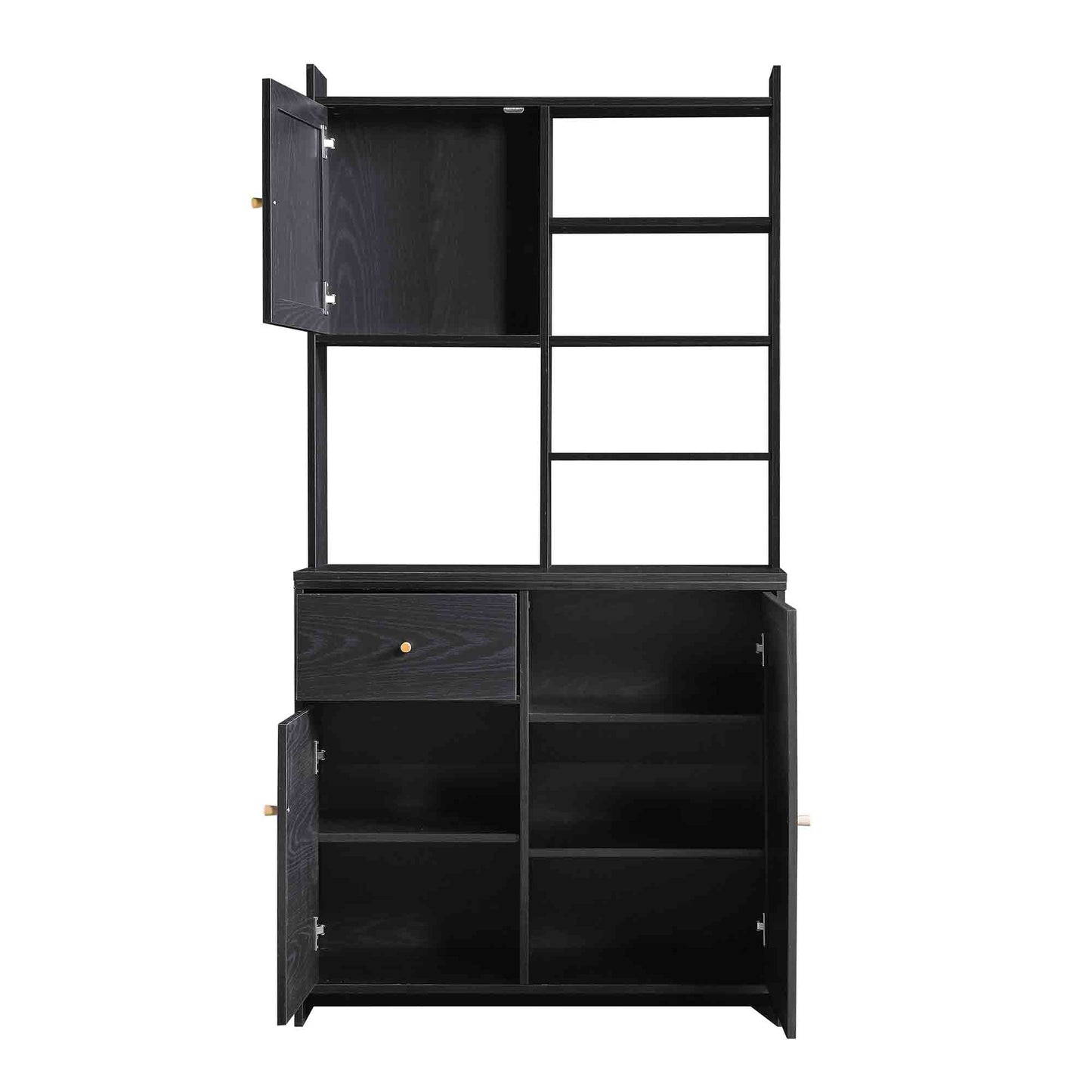 Armoire de rangement en rotin tressé Frances, noire