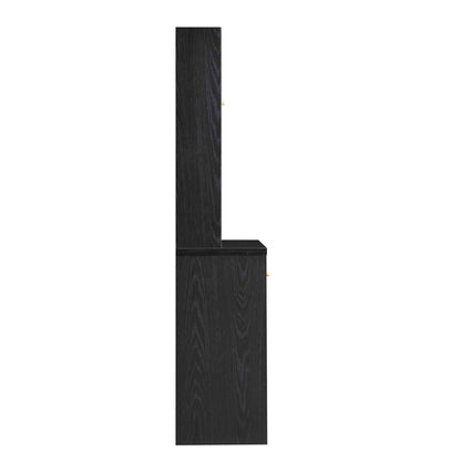 Armoire de rangement en rotin tressé Frances, noire