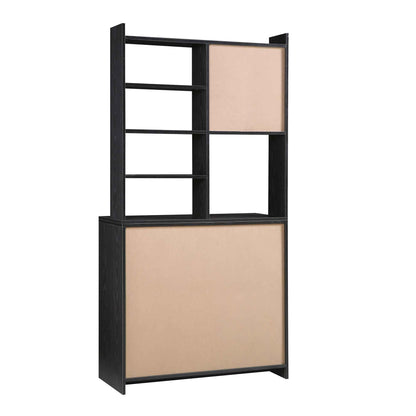 Armoire de rangement en rotin tressé Frances, noire