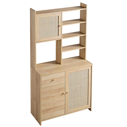 Armoire de rangement en rotin tressé Frances, naturel