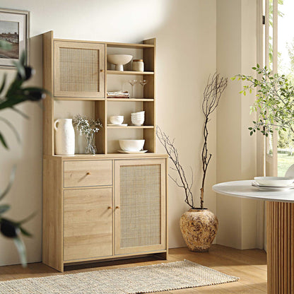 Armoire de rangement en rotin tressé Frances, naturel