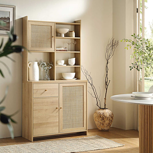 Armoire de rangement en rotin tressé Frances, naturel