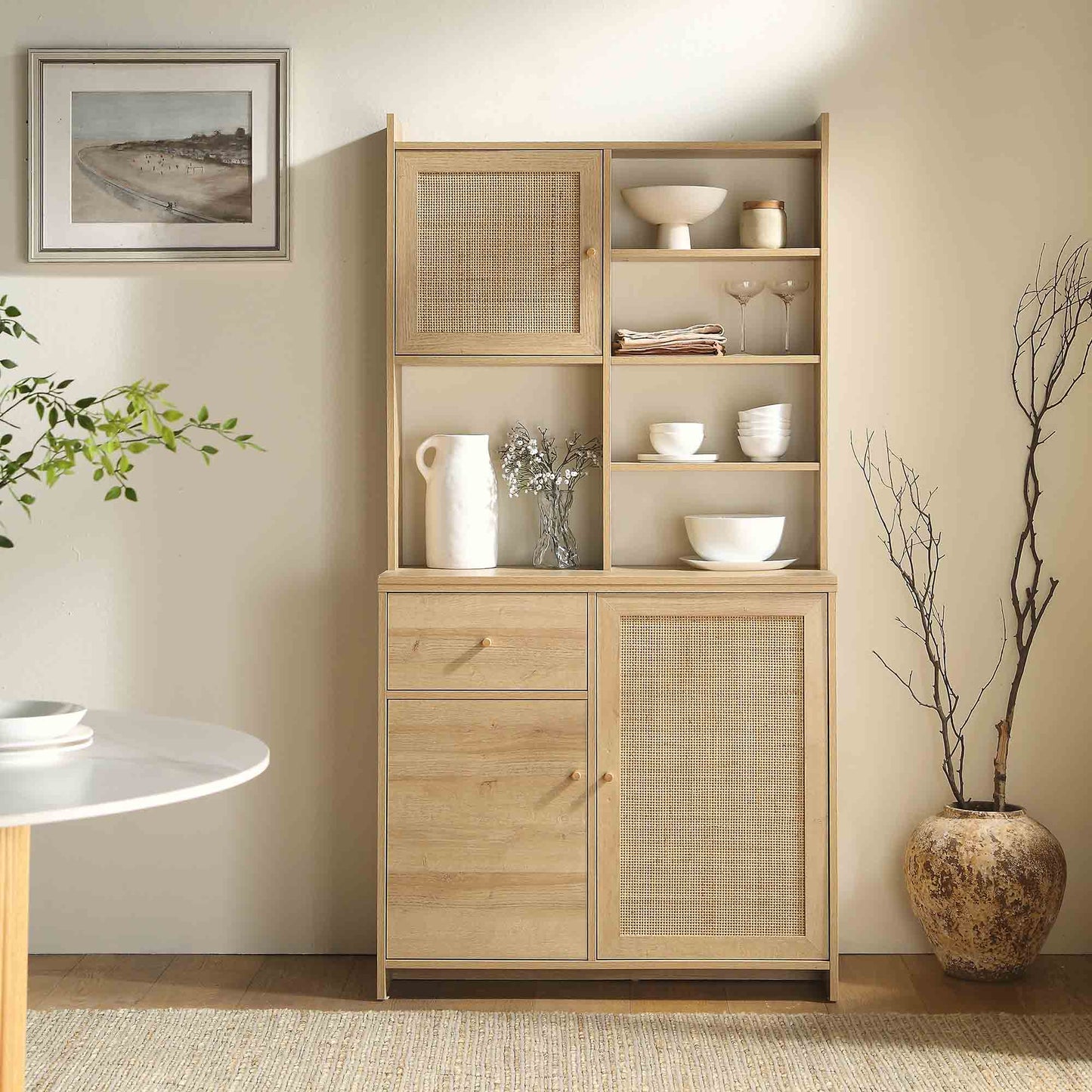 Armoire de rangement en rotin tressé Frances, naturel