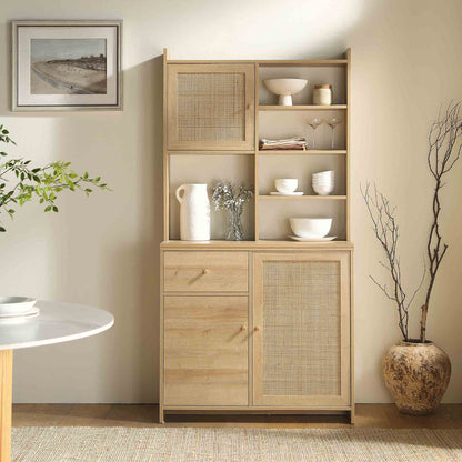 Armoire de rangement en rotin tressé Frances, naturel