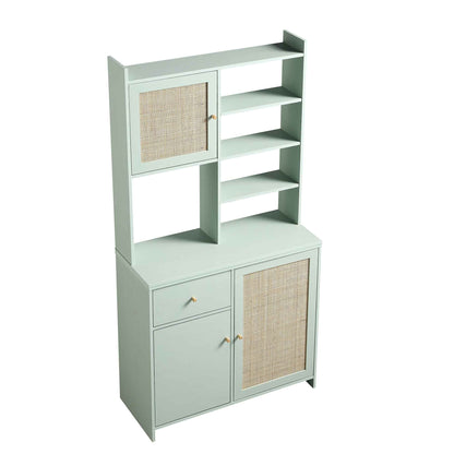 Armoire de garde-manger en rotin tressé Frances, menthe