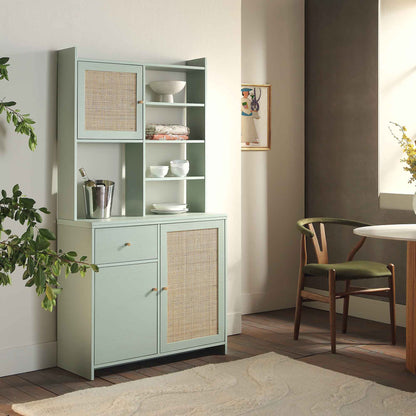 Armoire de garde-manger en rotin tressé Frances, menthe