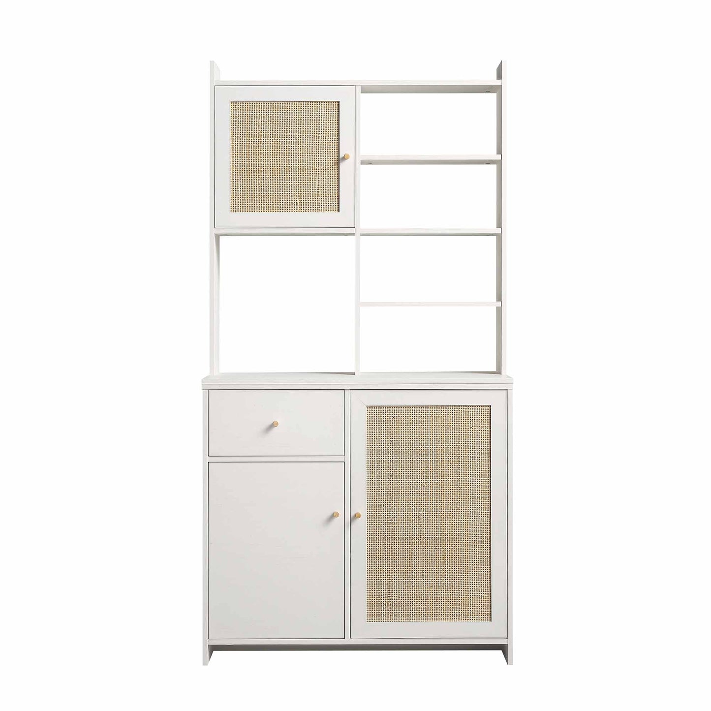 Armoire de rangement en rotin tressé Frances, blanche
