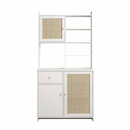 Armoire de rangement en rotin tressé Frances, blanche