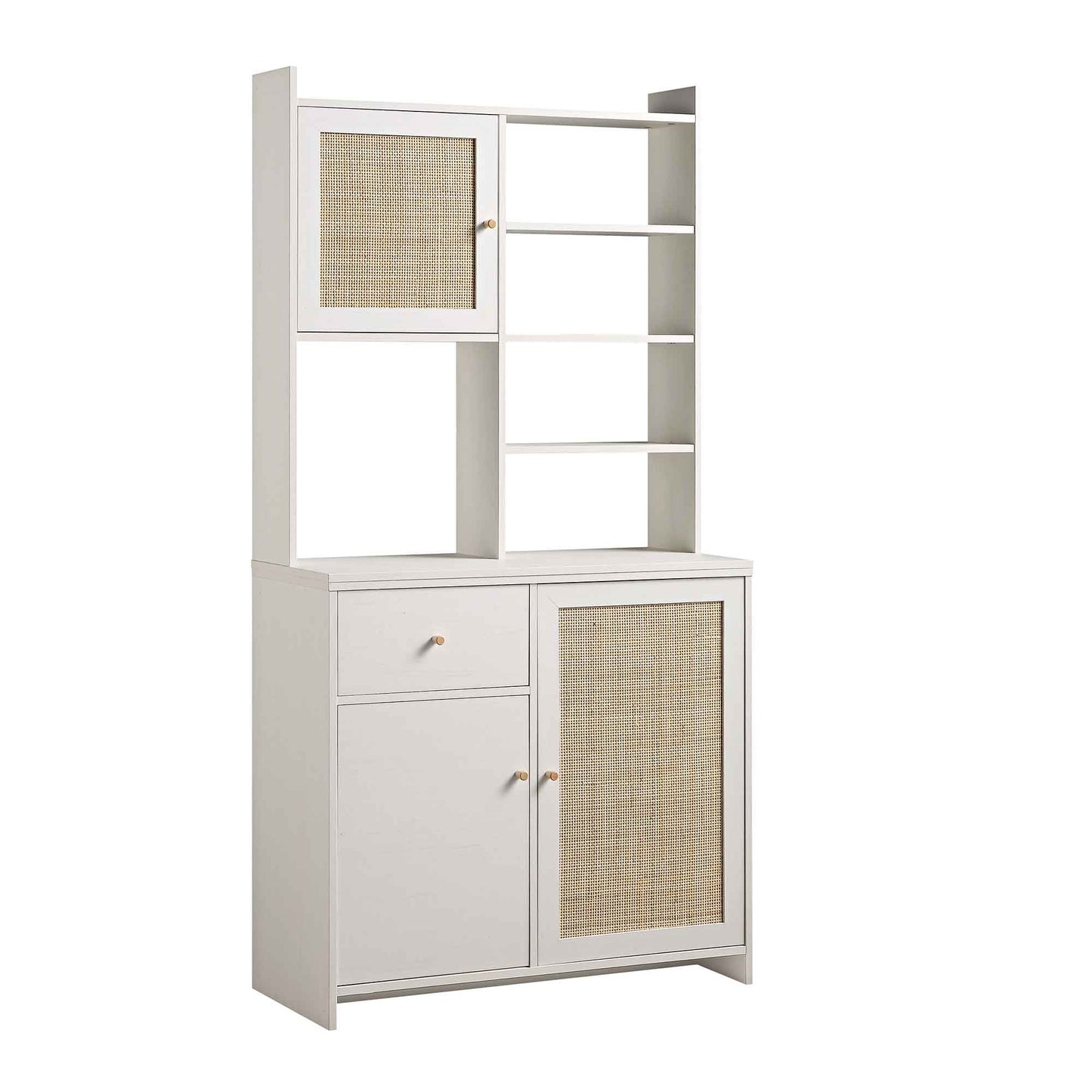 Armoire de rangement en rotin tressé Frances, blanche