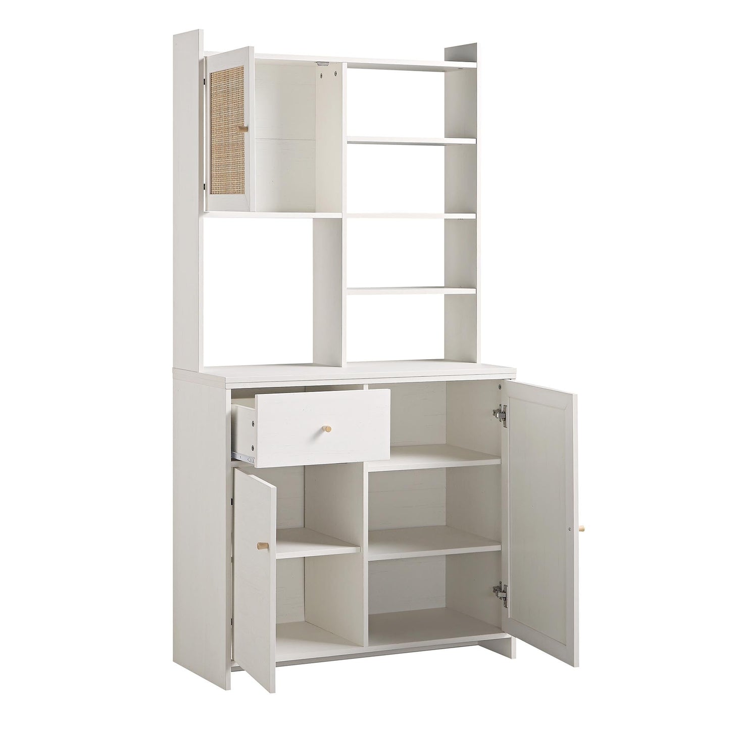 Armoire de rangement en rotin tressé Frances, blanche