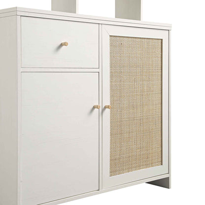 Armoire de rangement en rotin tressé Frances, blanche