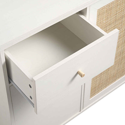 Armoire de rangement en rotin tressé Frances, blanche
