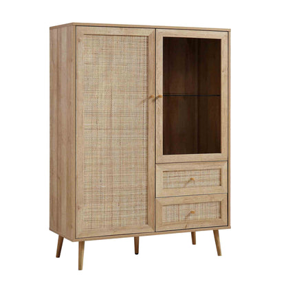 Vitrine en rotin tressé Frances, naturel