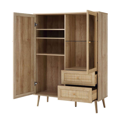 Vitrine en rotin tressé Frances, naturel