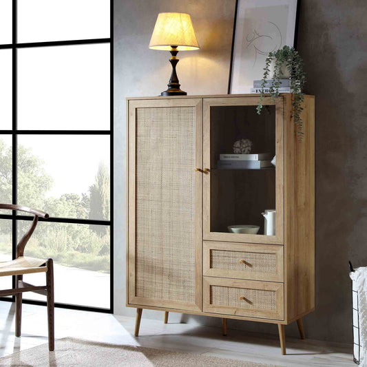 Vitrine en rotin tressé Frances, naturel