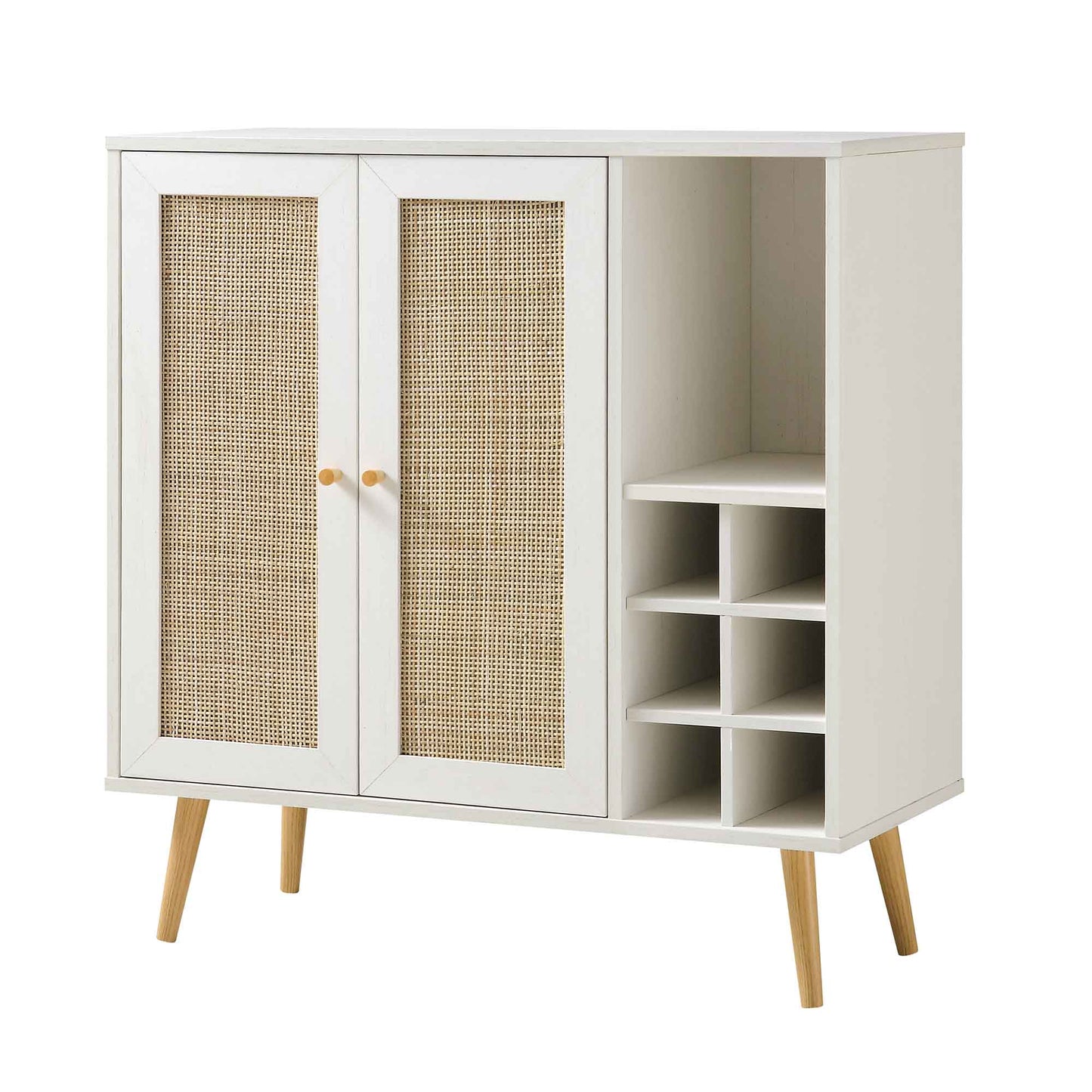 Meuble à boissons en rotin tressé Frances, blanc