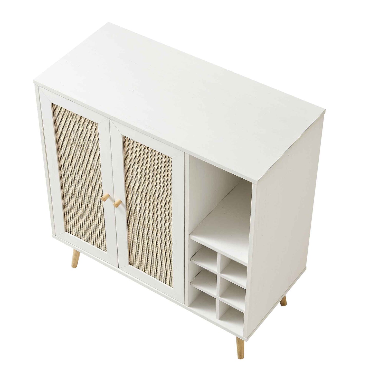 Meuble à boissons en rotin tressé Frances, blanc