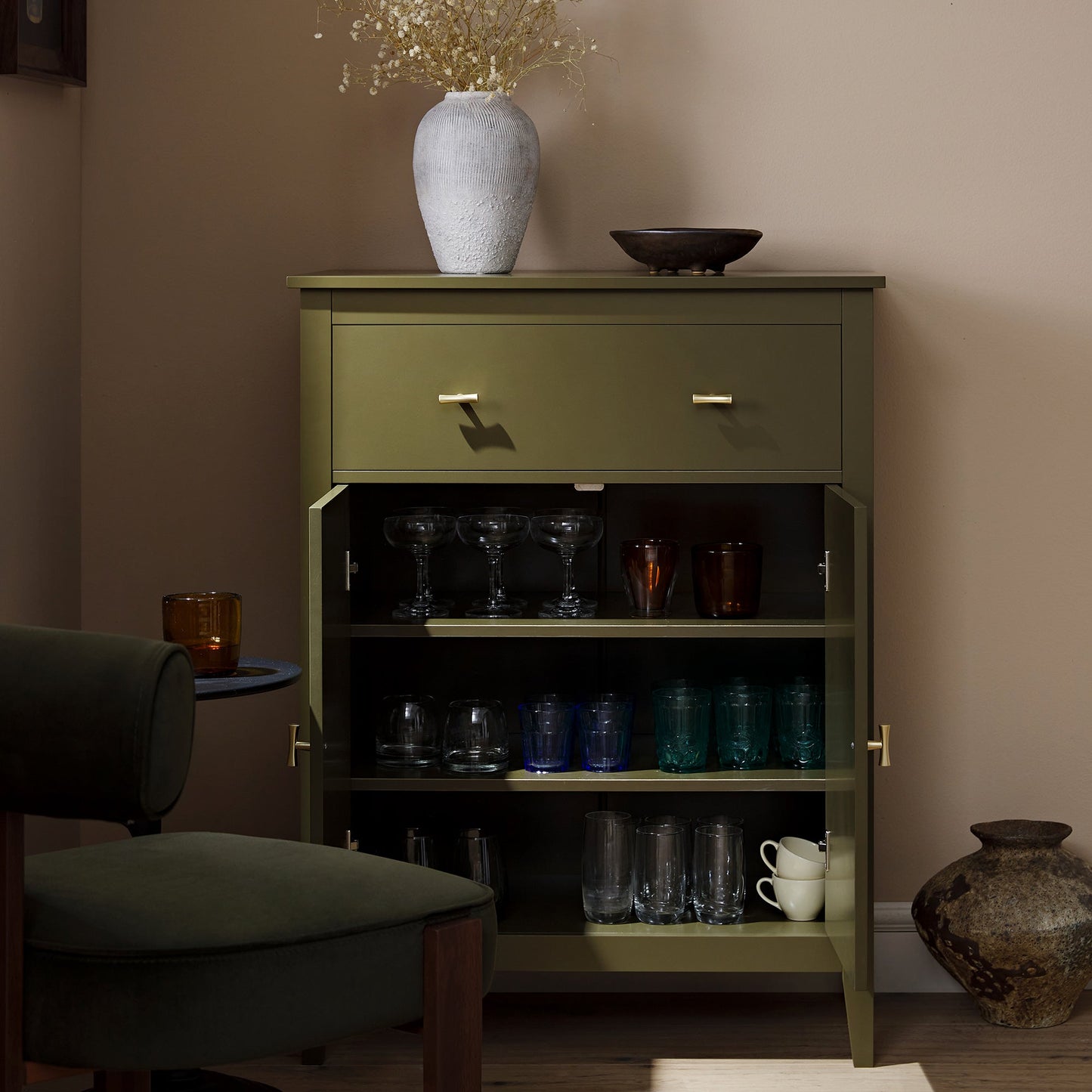 Petit buffet avec tiroir Oakham, Olive Grove