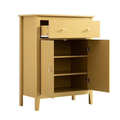 Petit buffet Oakham avec tiroir, rotin jaune