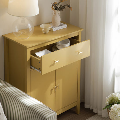 Petit buffet Oakham avec tiroir, rotin jaune