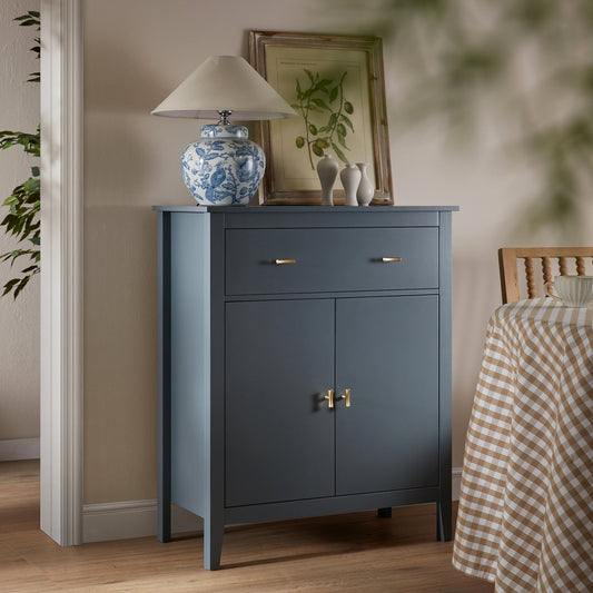 Petit buffet Oakham avec tiroir, bleu orage
