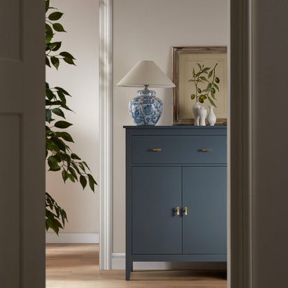 Petit buffet Oakham avec tiroir, bleu orage
