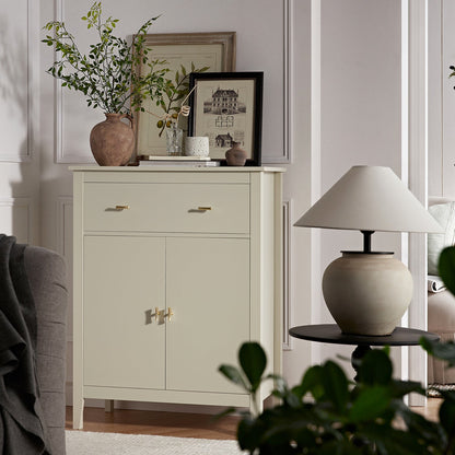 Petit buffet Oakham avec tiroir, blanc ombré