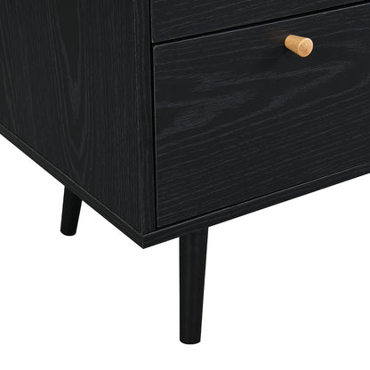 Commode 3 tiroirs Anya en rotin tressé noir