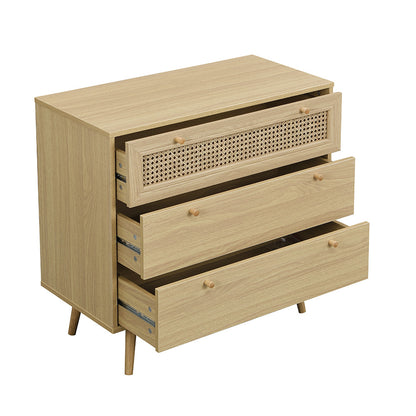 Commode 3 tiroirs Anya en rotin tressé naturel