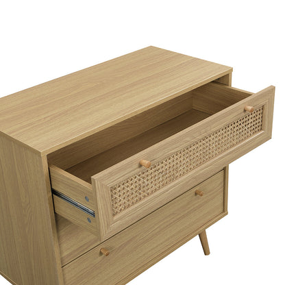 Commode 3 tiroirs Anya en rotin tressé naturel