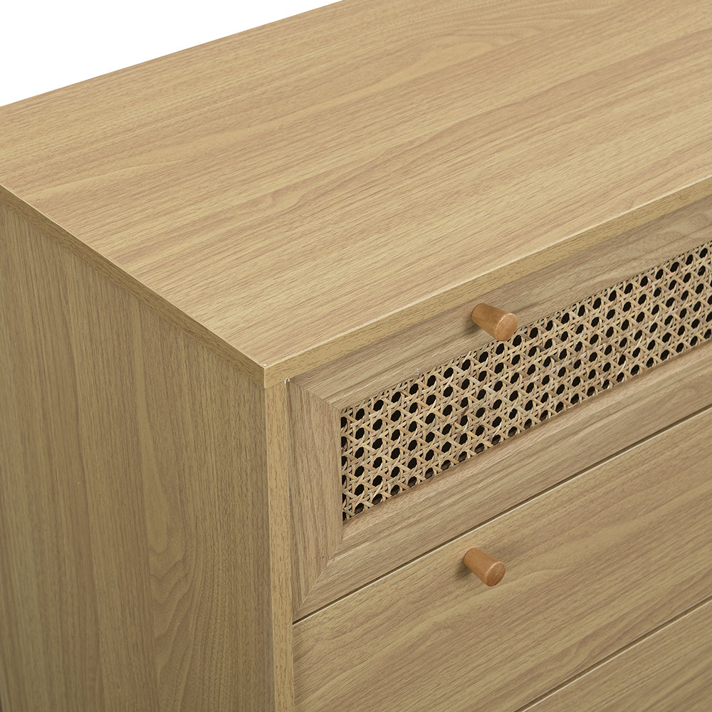 Commode 3 tiroirs Anya en rotin tressé naturel