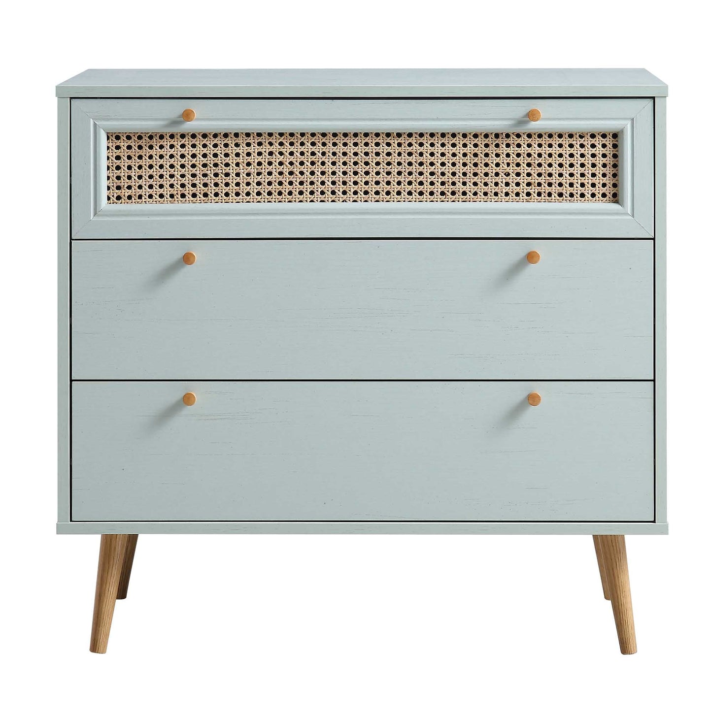 Commode 3 tiroirs en rotin tressé Anya couleur menthe