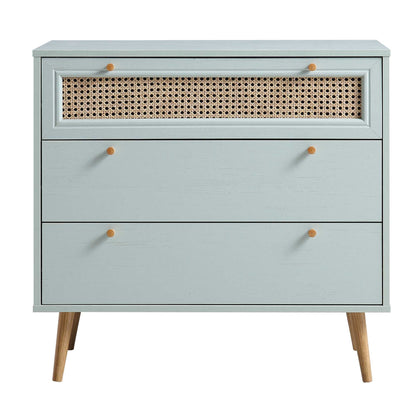 Commode 3 tiroirs en rotin tressé Anya couleur menthe