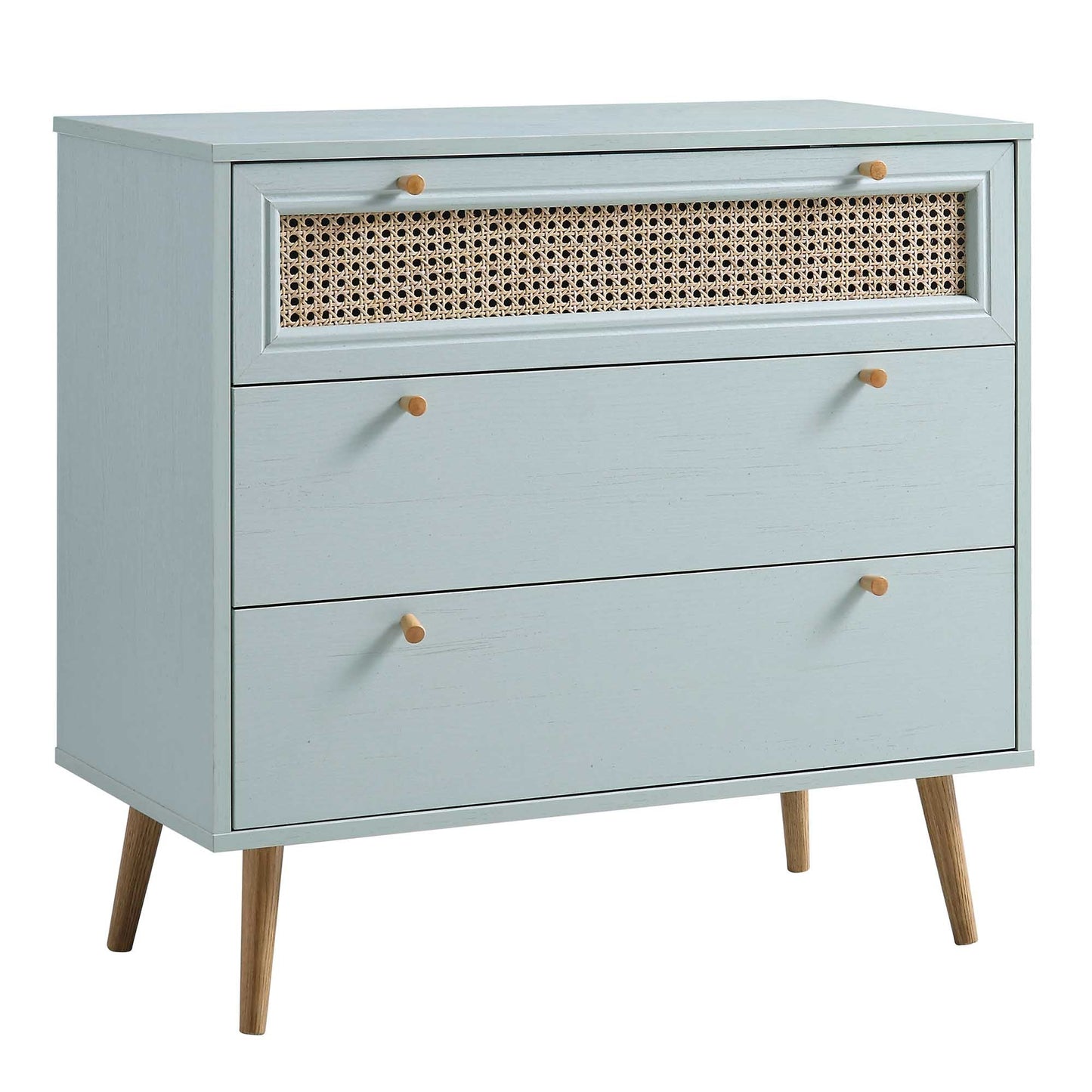 Commode 3 tiroirs en rotin tressé Anya couleur menthe