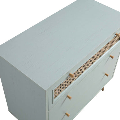 Commode 3 tiroirs en rotin tressé Anya couleur menthe