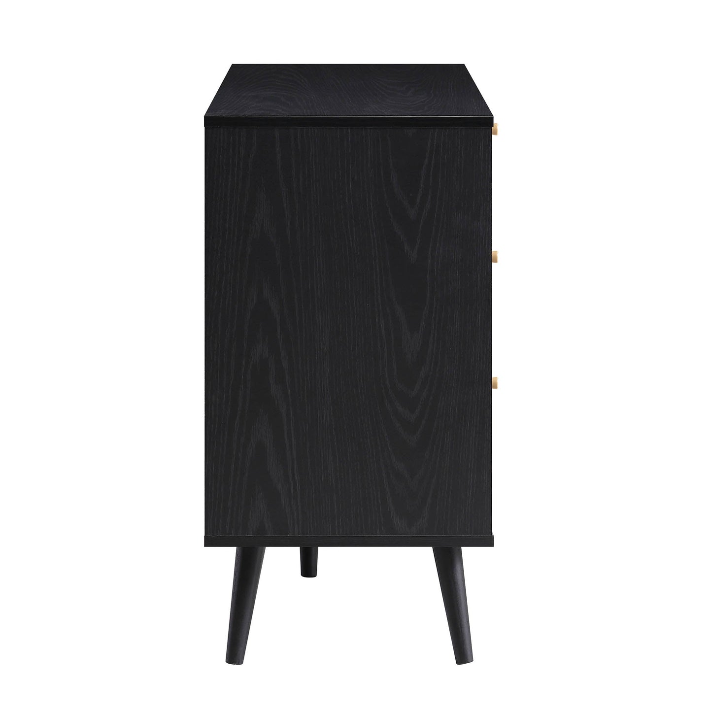 Commode 6 tiroirs en rotin tressé Frances, noire